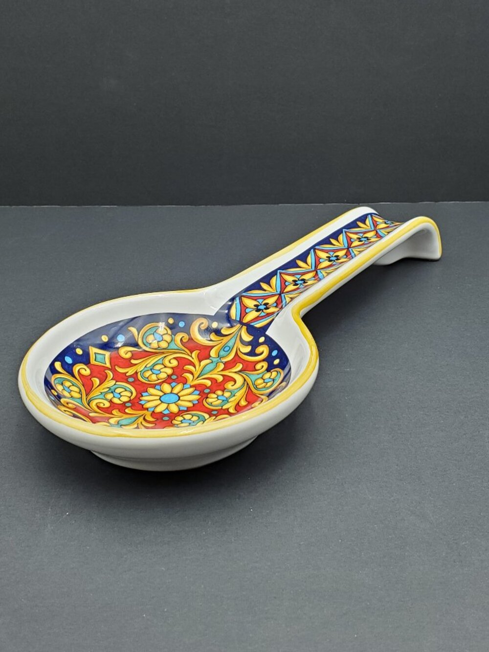 Nova Deruta Spoon Rest Deruta of Italy Large Colorful Spoon Rest